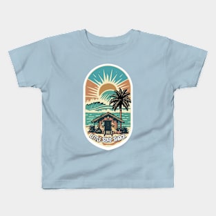 Surf Shack Vintage Retro Surfing Beach Kids T-Shirt